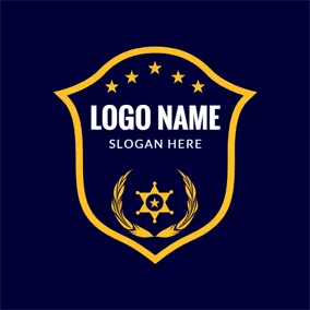 警察のロゴ Yellow and Blue Police Badge logo design