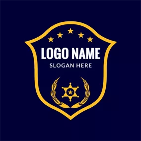 Decoration Logo Yellow and Blue Police Badge logo design