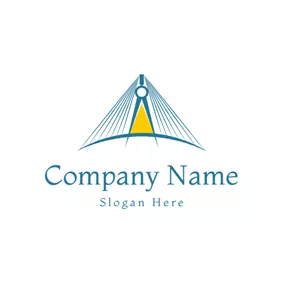 基礎設施 Logo Yellow and Blue Simple Line Bridge logo design