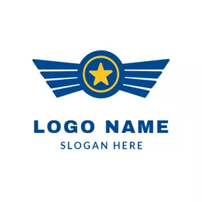 Emblem Logo Yellow and Blue Star Police Badge logo design