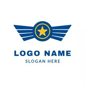 Logotipo De Eje Yellow and Blue Star Police Badge logo design