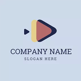 Combination Logo Yellow and Blue Triangle logo design