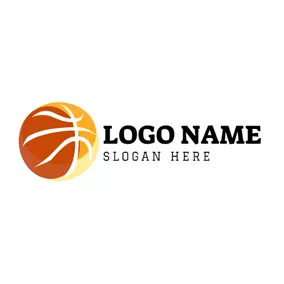 Emblem Logo Yellow and Brown Basketball logo design
