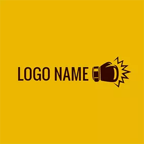 炸彈 Logo Yellow and Brown Boxing Glove logo design