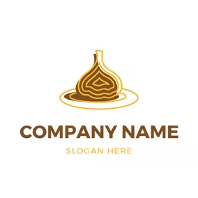 Ingredient Logo Yellow and Brown Garlic logo design