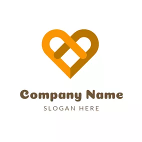 Delicious Logo Yellow and Brown Heart logo design