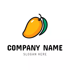 Flat Logo Yellow and Orange Mango Icon logo design
