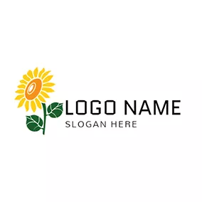 Botanik Logo Yellow and Orange Sunflower Icon logo design
