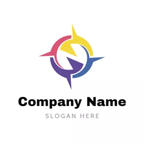 Logotipo De Dirección Yellow and Purple Compass logo design
