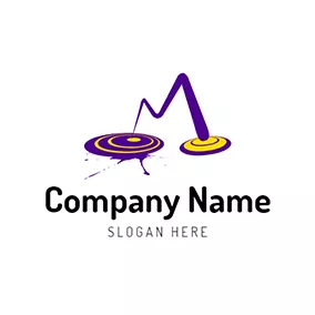 接続するロゴ Yellow and Purple Disc Icon logo design