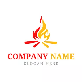 Burn Logo Yellow and Red Bonfire logo design