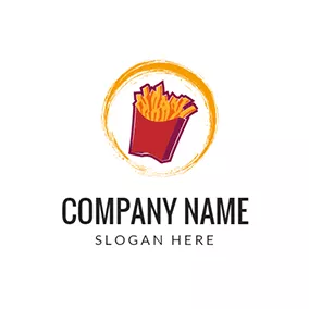 Fast Food Logo Yellow and Red Chips logo design