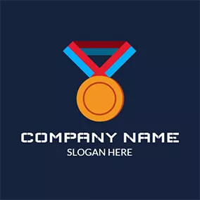 Trophy Logo Yellow and Red Medal Icon logo design
