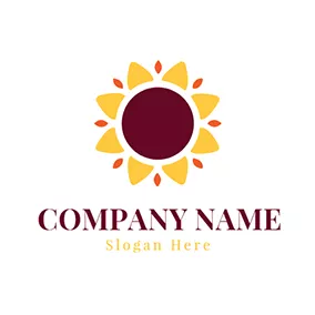 Beautiful Logo Yellow and Red Sunflower Icon logo design