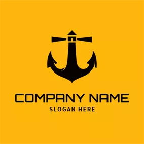 Corporate Logo Yellow and White Anchor logo design