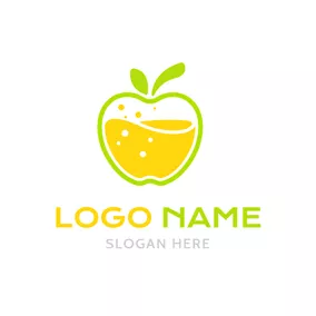 苹果Logo Yellow and White Apple Juice logo design
