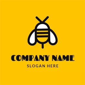 Wings Logo Yellow and White Bee logo design