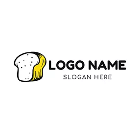 パン　ロゴ Yellow and White Bread logo design