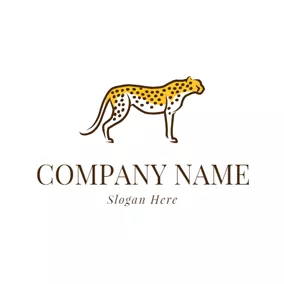 獵豹logo Yellow and White Cheetah logo design