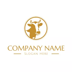 Awesome Logo Yellow and White Cow Head logo design