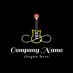 吉他Logo Yellow and White Electric Guitar logo design