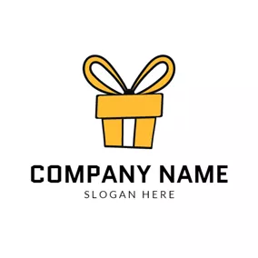 Logótipo Presente Yellow and White Gift Box logo design