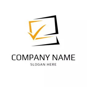 ノートパソコンロゴ Yellow and White Laptop logo design