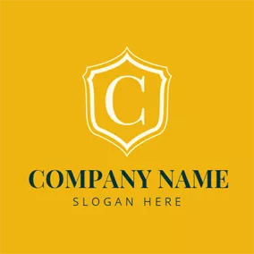Cのロゴ Yellow and White Letter C logo design