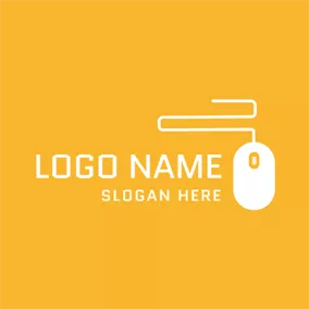 Laptop Logo Yellow and White Mouse logo design