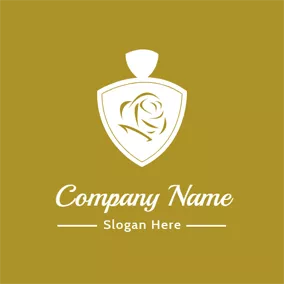 Logotipo De Belleza Yellow and White Perfume Bottle logo design