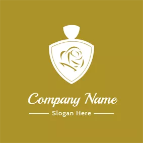 Makeup Logo Yellow and White Perfume Bottle logo design