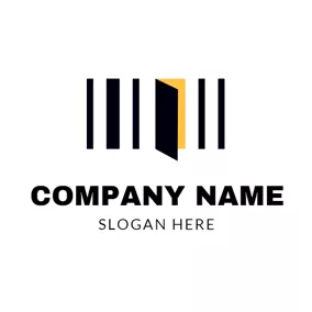 スーパーマーケットロゴ Yellow and White Rectangle logo design