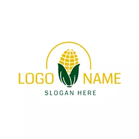 Emblem Logo Yellow and White Sweet Corn logo design