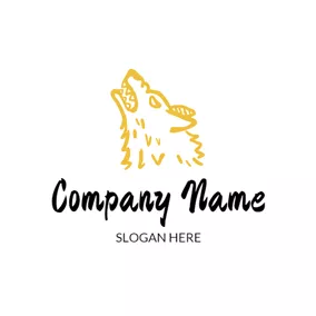 Coyote Logo Yellow and White Wolf Head logo design