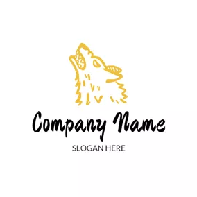 Logo Du Loup Yellow and White Wolf Head logo design