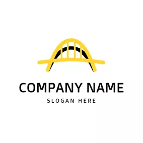 桥梁 Logo Yellow Arch Bridge and Shadow logo design