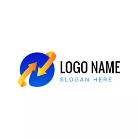 Loop Logo Yellow Arrow and Blue Orbit logo design