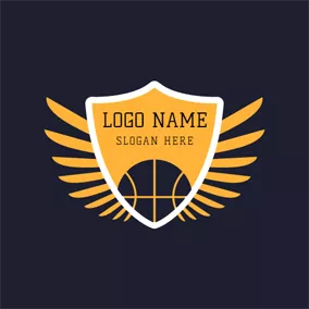 Sports Club Logo Yellow Badge and Black Basketball logo design