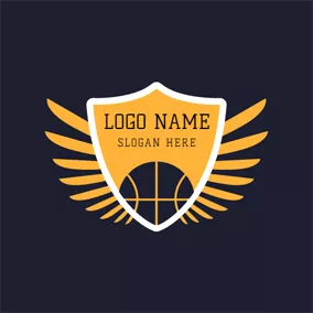 Logótipo De Basquetebol Yellow Badge and Black Basketball logo design