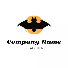 バットマンのロゴ Yellow Badge and Black Bat logo design
