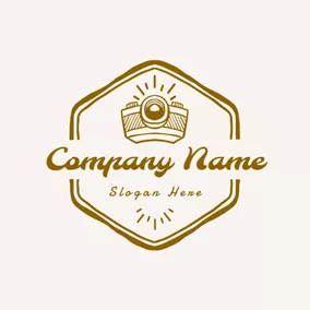 Photography Logo Yellow Badge and Camera logo design