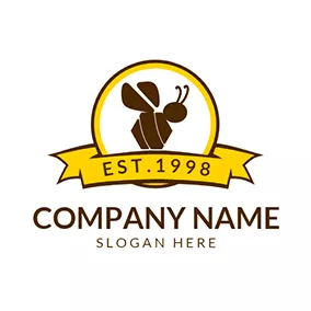 ハチロゴ Yellow Badge and Chocolate Bee logo design