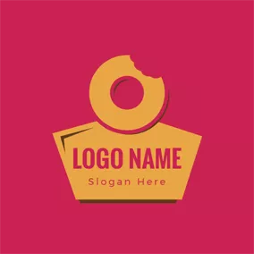 Badge Logo Yellow Badge and Doughnut logo design