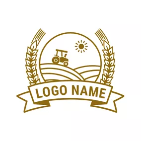 Badge Logo Yellow Badge and Farm logo design