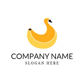 Logotipo De Plátano Yellow Banana and Abstract Duck logo design