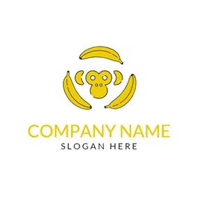 猿ロゴ Yellow Banana and Monkey logo design