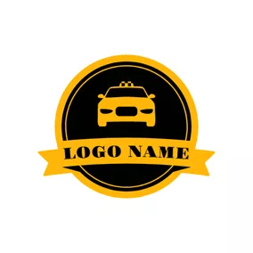 交通機関のロゴ Yellow Banner and Taxi logo design