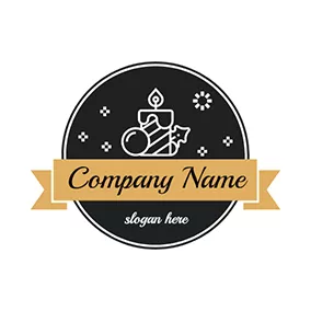 Candle Logo Yellow Banner and White Candle logo design