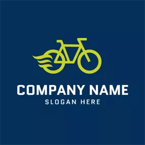 サイクリング　ロゴ Yellow Bicycle and Cycling logo design