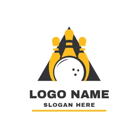 運動俱樂部 Logo Yellow Bowling Pin and White Ball logo design